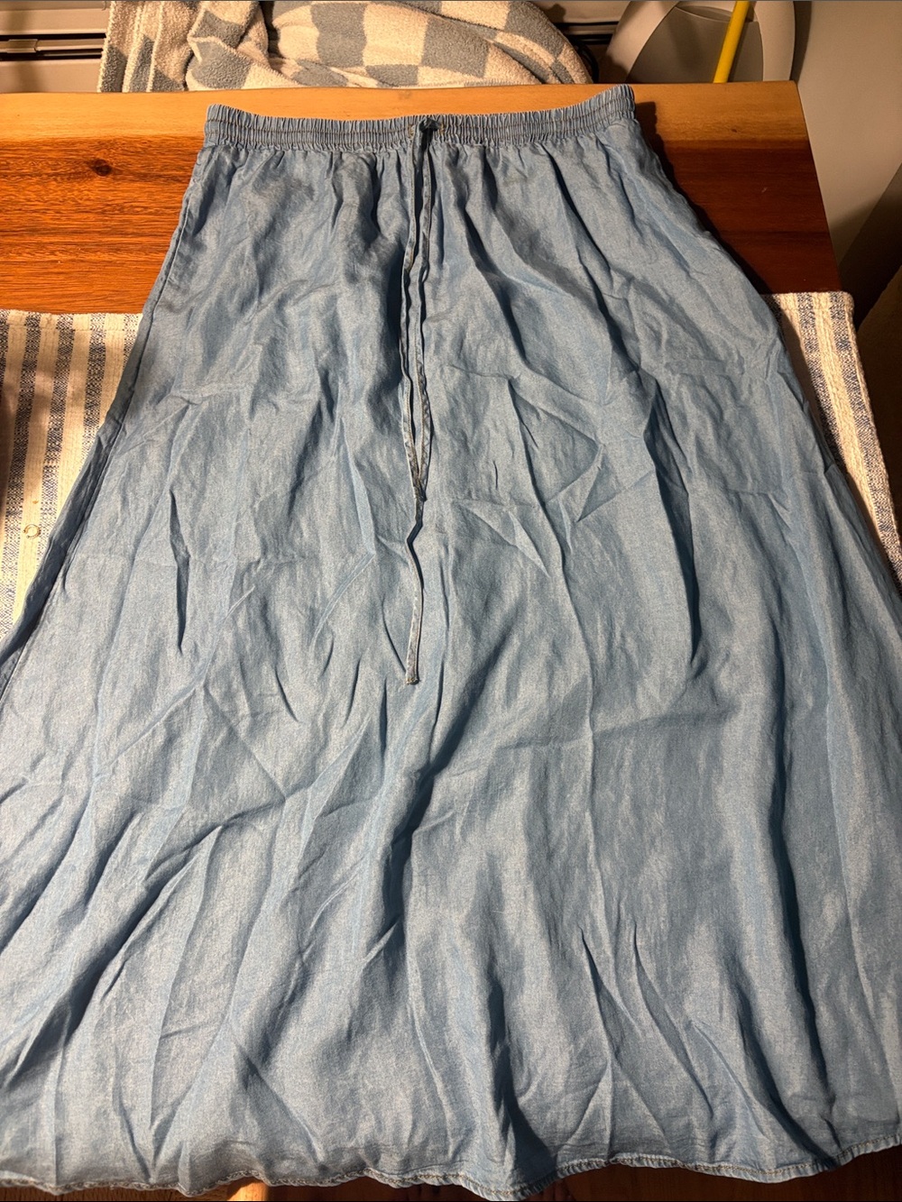 Venini Light Blue Maxi Skirt with Drawstring Waist